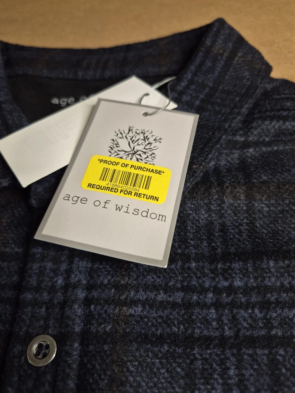 Age of Wisdom Men’s Blue Plaid Lightweight Shirt Jacket